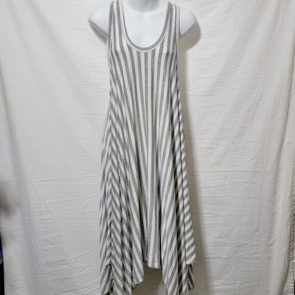 Comfy USA Dress Tank Women Gray Flowy Handkerchief Hem Racerback Zip Size XS